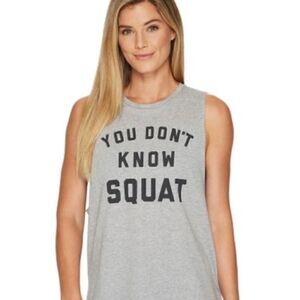 Reebok You Don’t Know Squat Tank Heather Grey L EUC